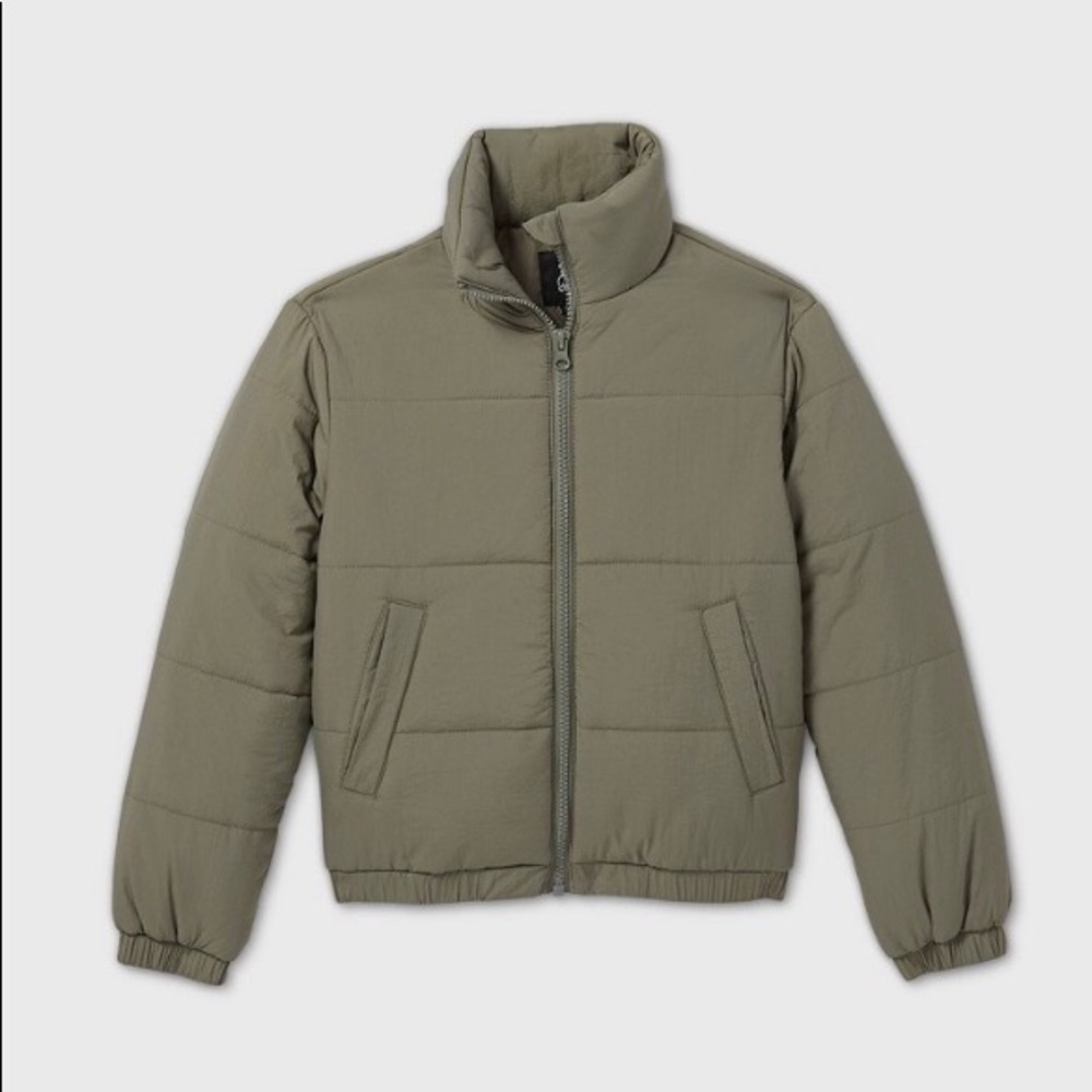 art class Olive Green Kids Puffer Jacket